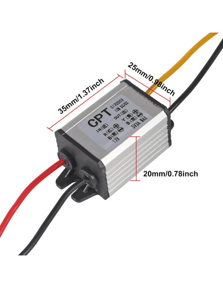 Convertidor DC 12V a 5V 3A 15W ALAMSCN A Prueba de Agua
