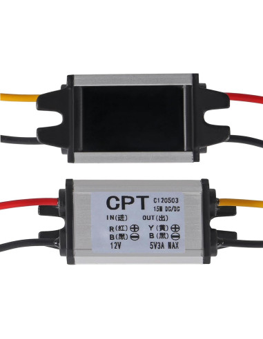 Convertidor DC 12V a 5V 3A 15W ALAMSCN A Prueba de Agua