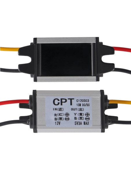 Convertidor DC 12V a 5V 3A 15W ALAMSCN A Prueba de Agua