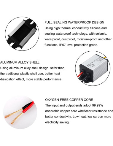 Convertidor de Voltaje DC 12V a 5V 3A SIPYTOPF para Automóvil