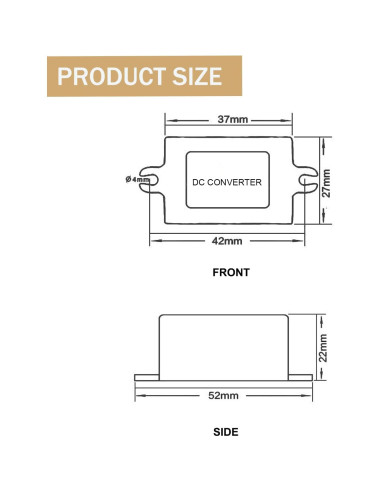 Convertidor de Voltaje DC 12V a 5V 3A SIPYTOPF para Automóvil