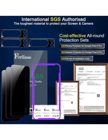 Protector de Pantalla Privado Ferilinso para Google Pixel 8 Pro