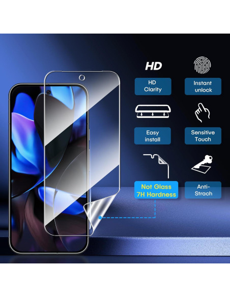 AACL 4-Pack Película Protectora Híbrida para Google Pixel 9/9 Pro