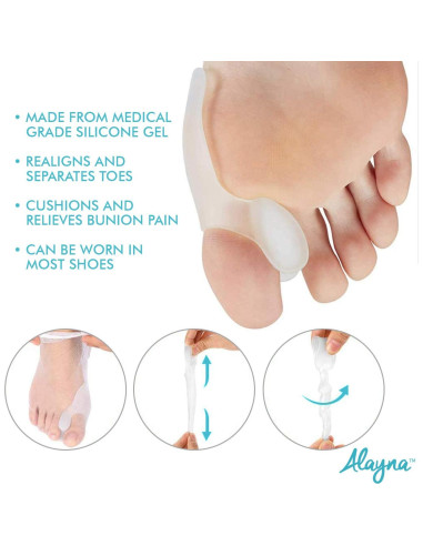 Separadores de Dedos Alayna Corrector de Juanetes Gel 2 Pcs