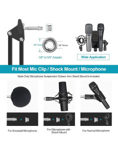 Brazo de micrófono OUKMIC ajustable con filtro antipop y clips 2