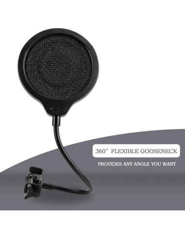 Filtro Pop YOUSHARES 10 cm 3 Capas con Clip Flexible para Shure MV7