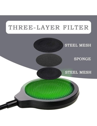 Filtro Pop YOUSHARES 10 cm 3 Capas con Clip Flexible para Shure MV7