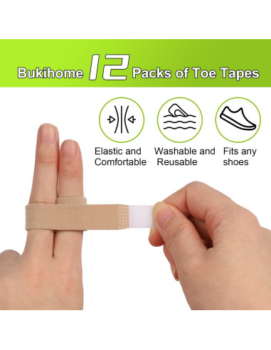 Férulas para Dedos Torcidos Bukihome - 12 Piezas, 6 Grandes y 6 Medias