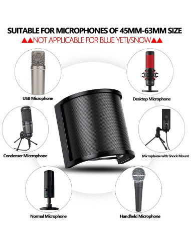 Filtro Pop PEMOTech 3 Capas para Micrófono 45-61 mm