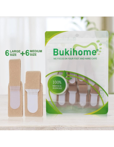 Férulas para Dedos Torcidos Bukihome - 12 Piezas, 6 Grandes y 6 Medias