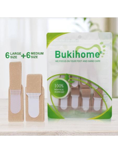 Férulas para Dedos Torcidos Bukihome - 12 Piezas, 6 Grandes y 6 Medias