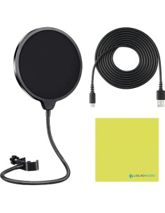 Micrófono Dinámico de Podcast Liquid Audio AT2040 Negro con Filtro POP 2