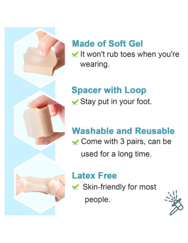 Separadores de Dedos de Gel Povihome 6 Pack para Juanetes