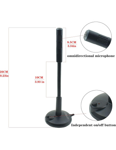 Micrófono USB LANDIBO K050 Omnidireccional 1.45m Plug and Play