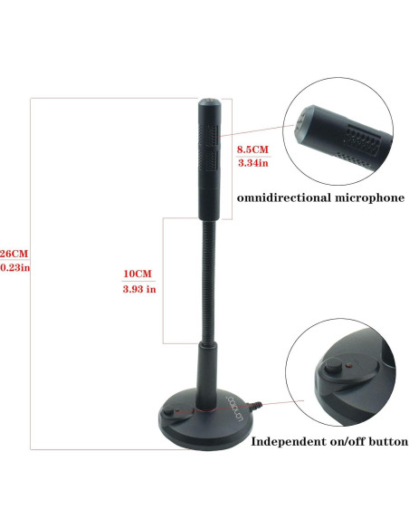 Micrófono USB LANDIBO K050 Omnidireccional 1.45m Plug and Play