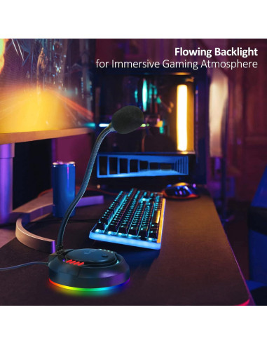 Micrófono USB ChanGeek CGS-M2 con RGB y botón de silencio