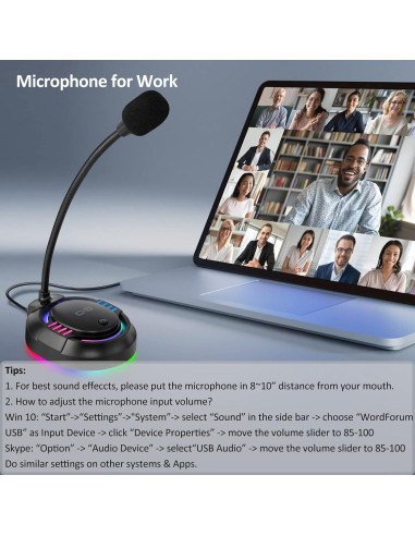 Micrófono USB ChanGeek CGS-M2 con RGB y botón de silencio