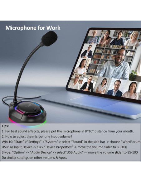 Micrófono USB ChanGeek CGS-M2 con RGB y botón de silencio