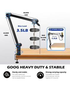 Soporte de Micrófono BOMGE Ajustable 800mm Negro para Streaming 2