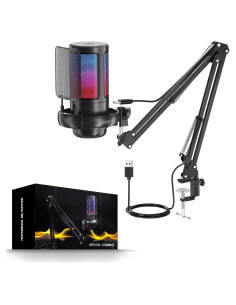 Micrófono Gaming USB Irosiy Cardioide RGB Plug & Play