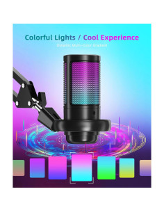Micrófono Gaming USB Irosiy Cardioide RGB Plug & Play 2