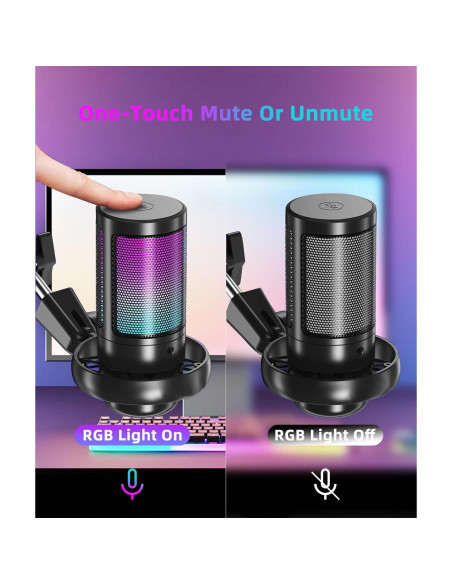 Micrófono Gaming USB Irosiy Cardioide RGB Plug & Play