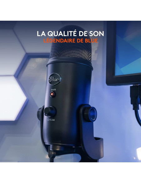 Micrófono USB Blue Yeti Blackout Renovado - 3 Cápsulas