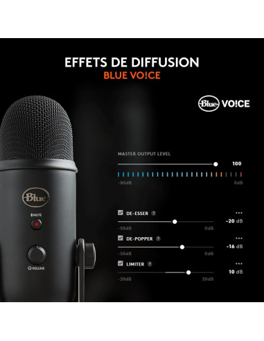 Micrófono USB Blue Yeti Blackout Renovado - 3 Cápsulas