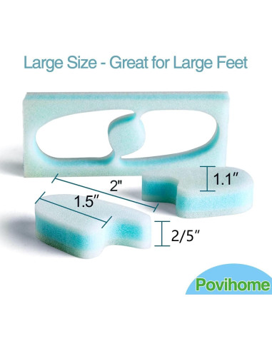 Separadores de Dedos de Espuma Povihome - Tamaño Grande - Alivio Juanetes