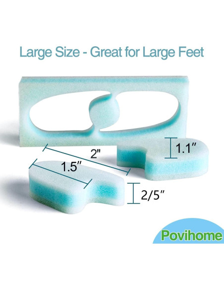 Separadores de Dedos de Espuma Povihome - Tamaño Grande - Alivio Juanetes