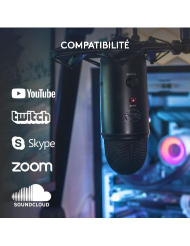 Micrófono USB Blue Yeti Blackout Renovado - 3 Cápsulas