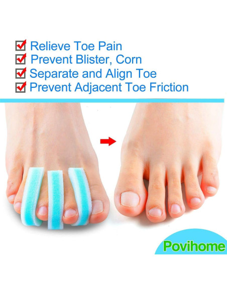 Separadores de Dedos de Espuma Povihome - Tamaño Grande - Alivio Juanetes
