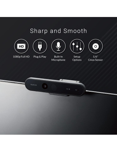 Cámara Web ELECOM UCAM-CF20FBBK Full HD 1080P USB