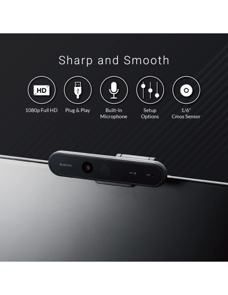 Cámara Web ELECOM UCAM-CF20FBBK Full HD 1080P USB