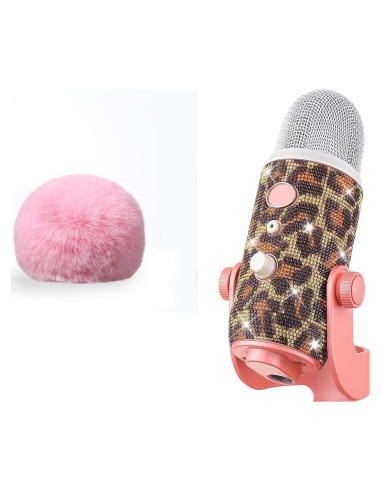 Cubierta de micrófono peluda ZealSound + pegatina diamante