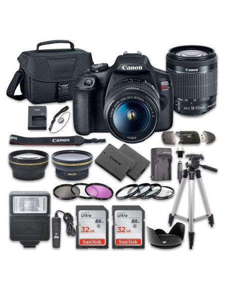 Cámara DSLR Canon EOS Rebel T7 24.1MP + Lente 18-55mm + Accesorios