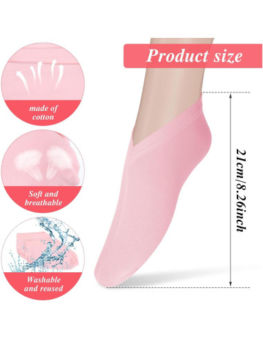 3 Pares Calcetines Hidratantes de Algodón para Pies - Rosa