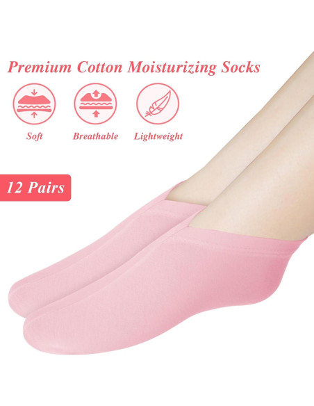 3 Pares Calcetines Hidratantes de Algodón para Pies - Rosa