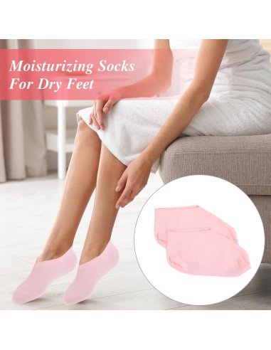 3 Pares Calcetines Hidratantes de Algodón para Pies - Rosa