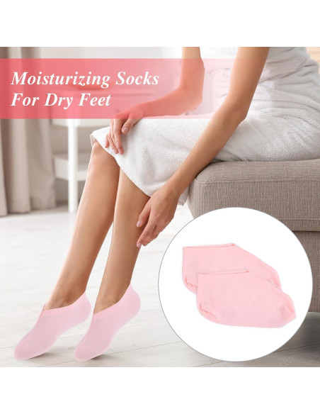 3 Pares Calcetines Hidratantes de Algodón para Pies - Rosa