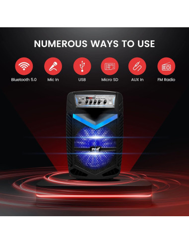Altavoz PA Bluetooth Pyle PPHP1042B 600W 10" Recargable
