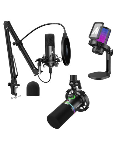 Micrófono USB MAONO para Podcast y Streaming con Soporte