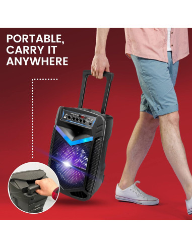 Altavoz PA Bluetooth Pyle PPHP1042B 600W 10" Recargable