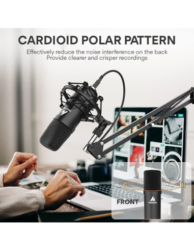 Micrófono USB MAONO para Podcast y Streaming con Soporte