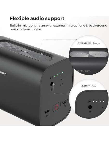 Kit de Cámra de Streaming 2K NearStream VM33 y Micrófonos AWM20T