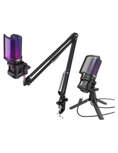 Kit Micrófono RGB USB ZealSound A68 para Gaming con Brazo