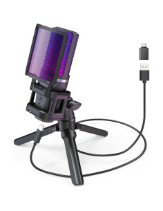 Kit Micrófono RGB USB ZealSound A68 para Gaming con Brazo 2