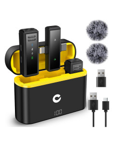 Micrófono Lavalier Inalámbrico CAHAYA con Estuche de Carga