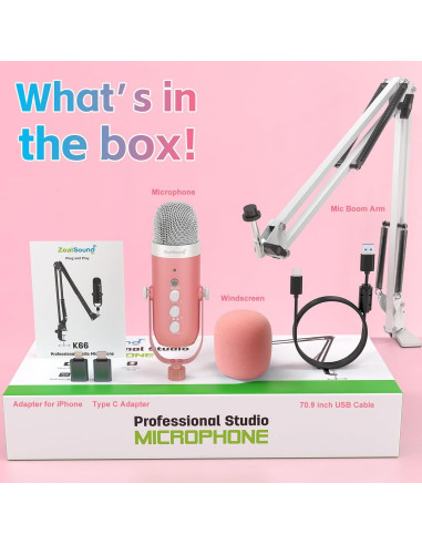 Micrófono USB para Juegos ZealSound K66P-S con Cubierta Peluda