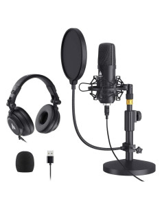 Kit de Micrófono USB MAONO AU-A04T con Auriculares MH601